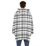Black And White Madras Pattern Print Hoodie Blanket