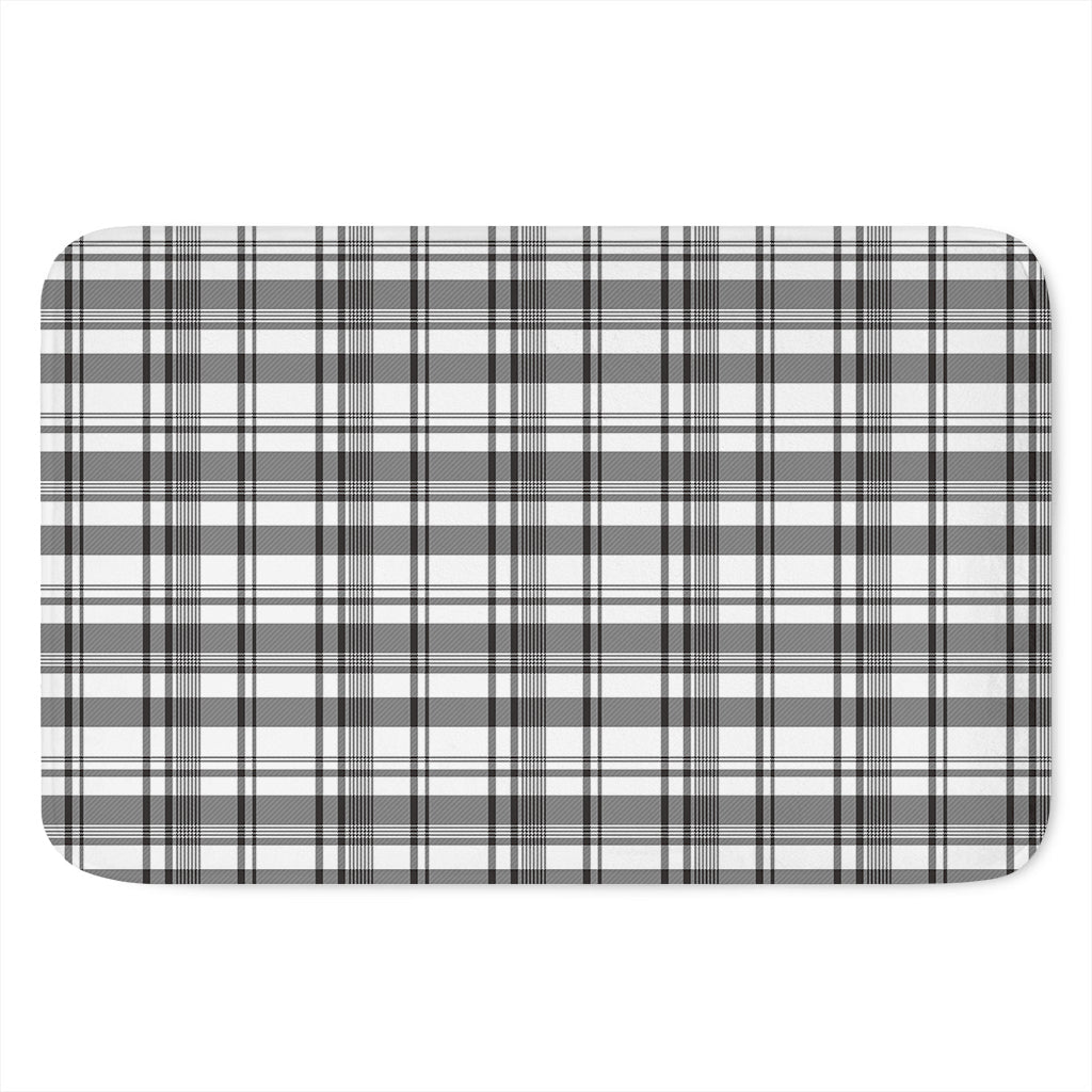 Black And White Madras Pattern Print Indoor Door Mat