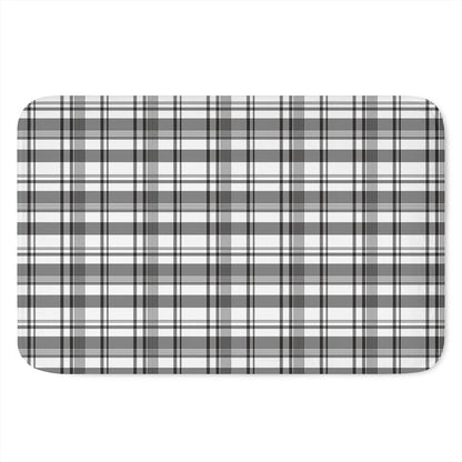 Black And White Madras Pattern Print Indoor Door Mat