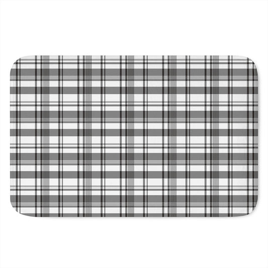 Black And White Madras Pattern Print Indoor Door Mat