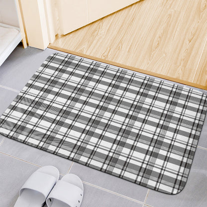 Black And White Madras Pattern Print Indoor Door Mat
