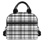 Black And White Madras Pattern Print Insulated Lunch Bag