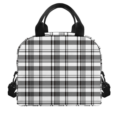 Black And White Madras Pattern Print Insulated Lunch Bag