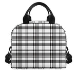 Black And White Madras Pattern Print Insulated Lunch Bag