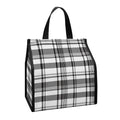 Black And White Madras Pattern Print Insulated Lunch Tote