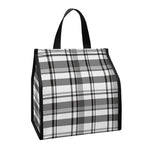 Black And White Madras Pattern Print Insulated Lunch Tote