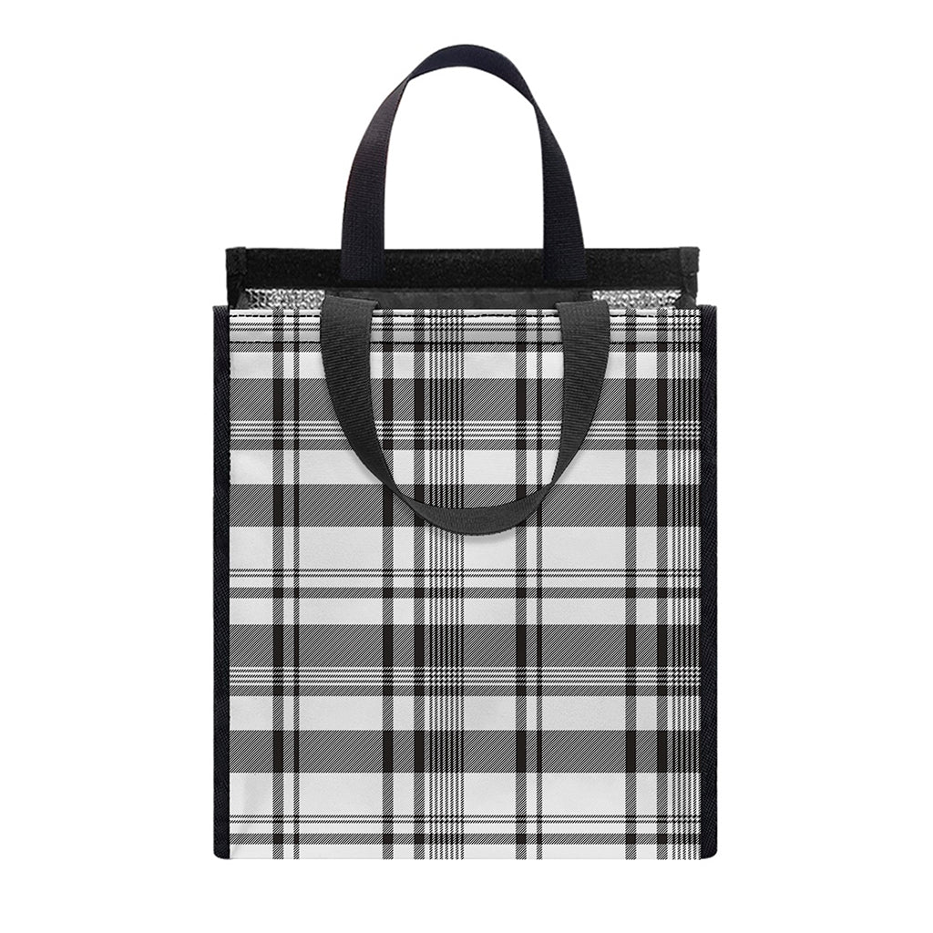Black And White Madras Pattern Print Insulated Lunch Tote