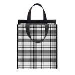 Black And White Madras Pattern Print Insulated Lunch Tote