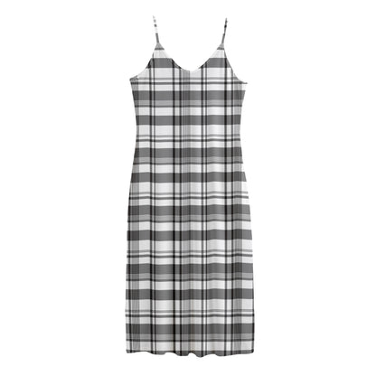 Black And White Madras Pattern Print Jersey Midi Cami Dress