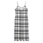 Black And White Madras Pattern Print Jersey Midi Cami Dress
