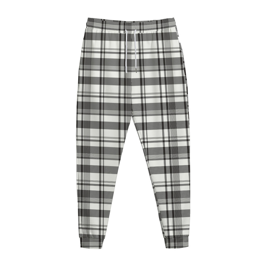 Black And White Madras Pattern Print Jogger Pants