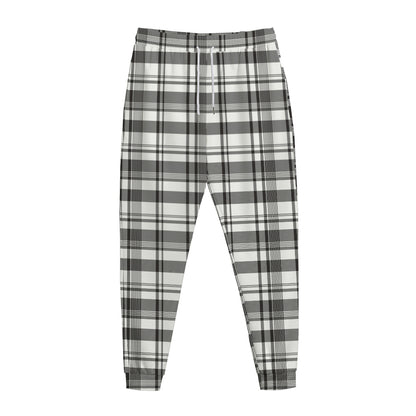 Black And White Madras Pattern Print Jogger Pants