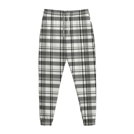 Black And White Madras Pattern Print Jogger Pants