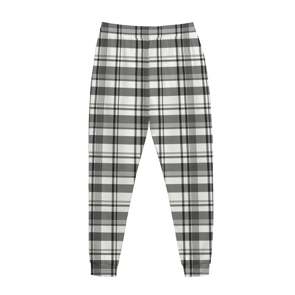 Black And White Madras Pattern Print Jogger Pants