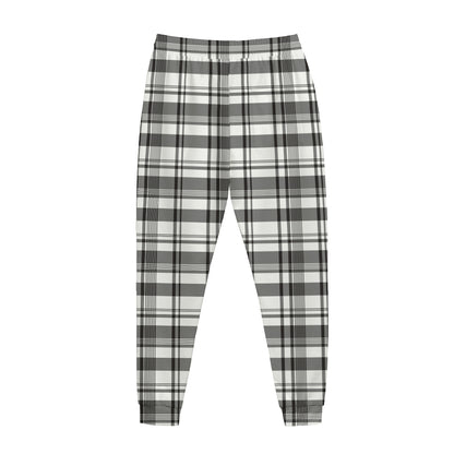 Black And White Madras Pattern Print Jogger Pants