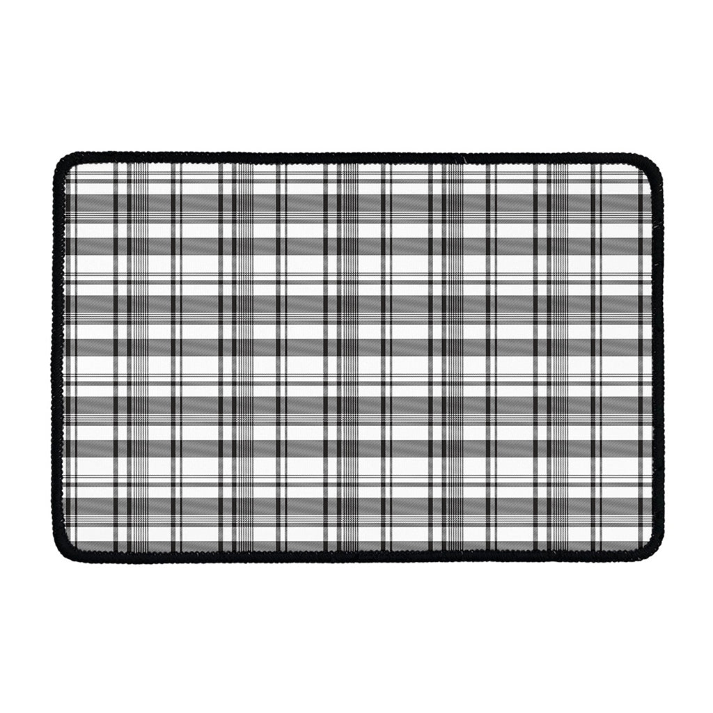 Black And White Madras Pattern Print Kitchen Mat