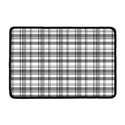 Black And White Madras Pattern Print Kitchen Mat