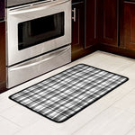 Black And White Madras Pattern Print Kitchen Mat