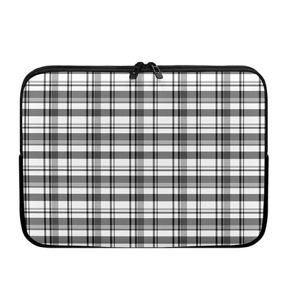 Black And White Madras Pattern Print Laptop Sleeve