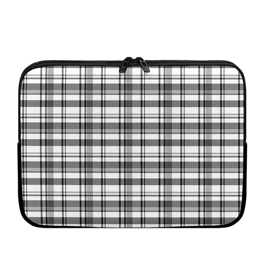 Black And White Madras Pattern Print Laptop Sleeve