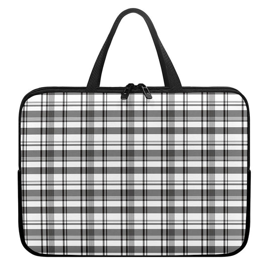 Black And White Madras Pattern Print Laptop Sleeve With Handle
