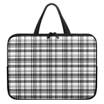 Black And White Madras Pattern Print Laptop Sleeve With Handle