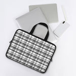 Black And White Madras Pattern Print Laptop Sleeve With Handle