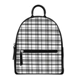Black And White Madras Pattern Print Leather Backpack