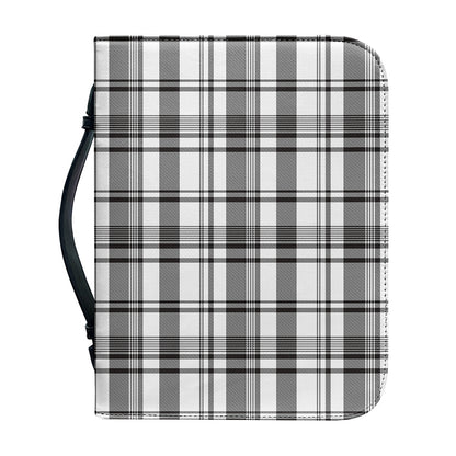 Black And White Madras Pattern Print Leather Bible Cover