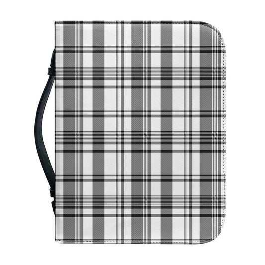 Black And White Madras Pattern Print Leather Bible Cover