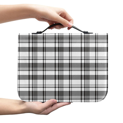 Black And White Madras Pattern Print Leather Bible Cover