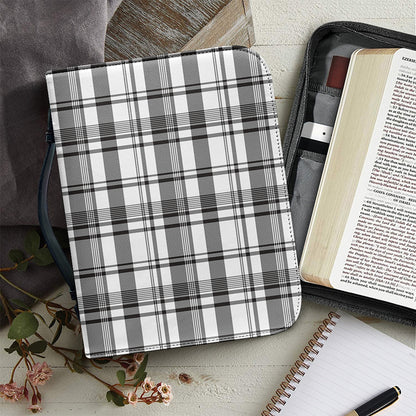 Black And White Madras Pattern Print Leather Bible Cover