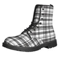 Black And White Madras Pattern Print Lace-Up Boots