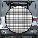 Black And White Madras Pattern Print Leather Spare Tire Cover