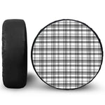 Black And White Madras Pattern Print Leather Spare Tire Cover