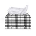 Black And White Madras Pattern Print Leather Tissue Box Cover