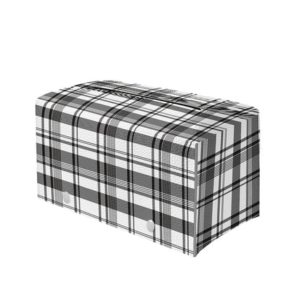 Black And White Madras Pattern Print Leather Tissue Box Cover