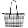 Black And White Madras Pattern Print Leather Tote Bag With Zipper