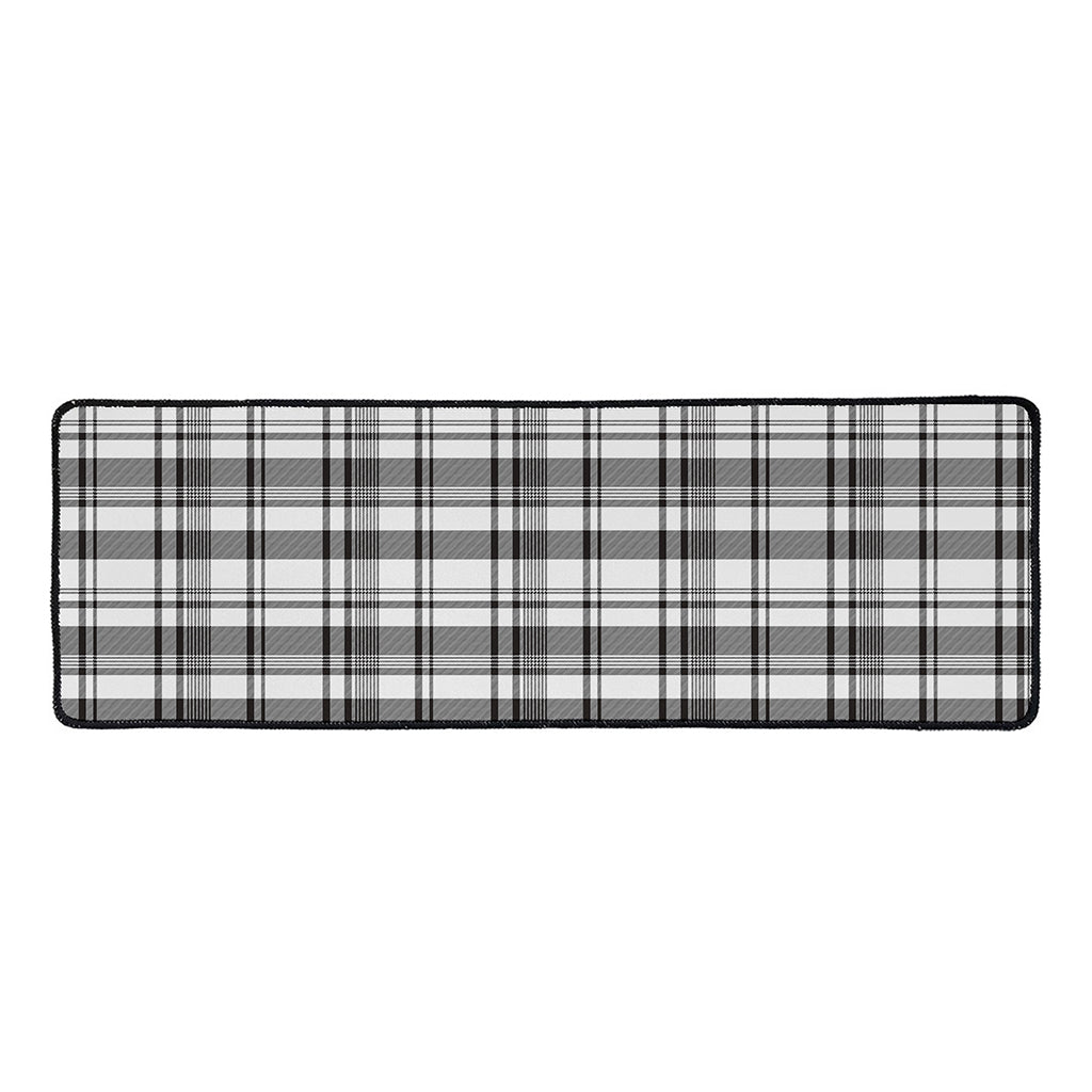 Black And White Madras Pattern Print Long Kitchen Mat