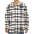 Black And White Madras Pattern Print Long Sleeve Baseball Jersey