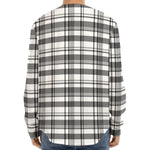 Black And White Madras Pattern Print Long Sleeve Baseball Jersey