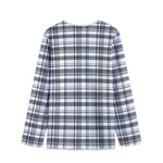 Black And White Madras Pattern Print Long Sleeve Short Coat