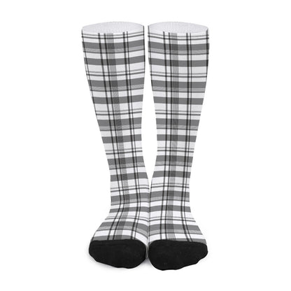 Black And White Madras Pattern Print Long Socks