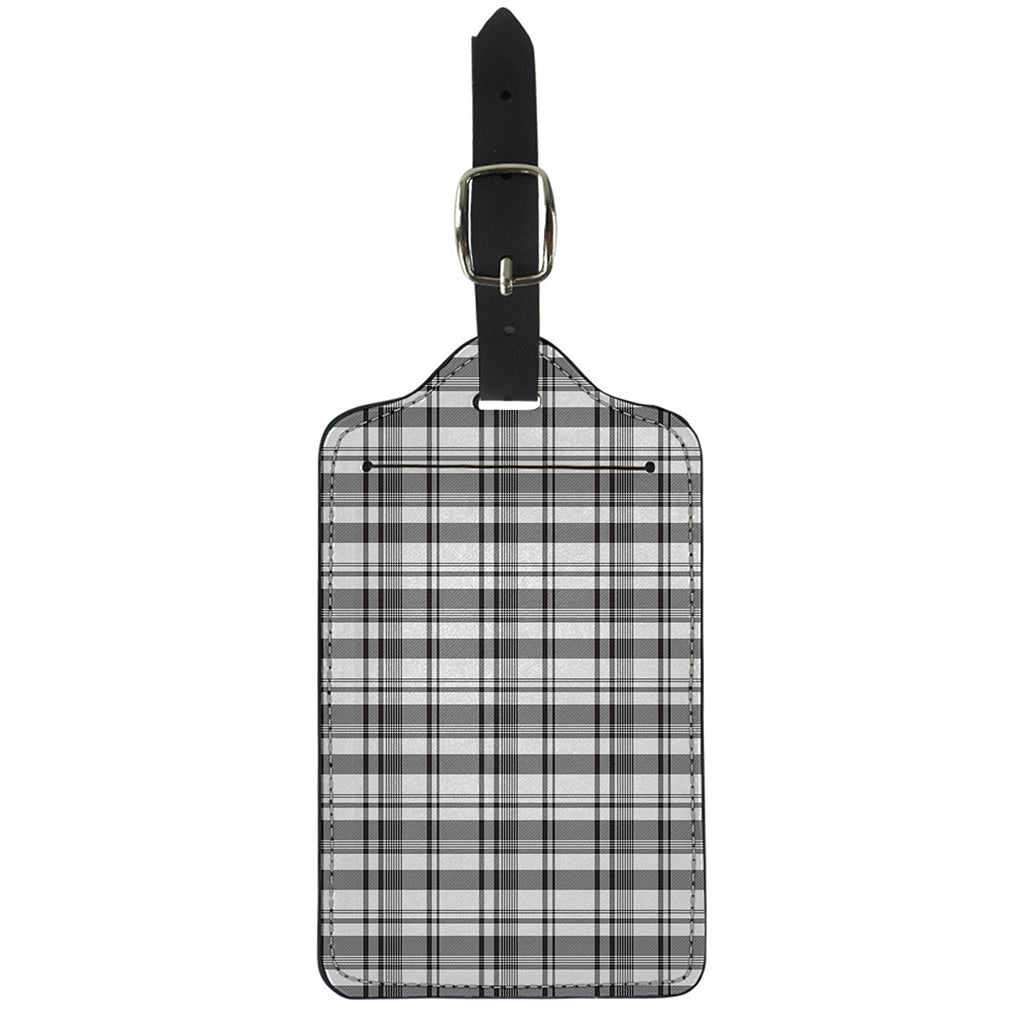 Black And White Madras Pattern Print Luggage Tag