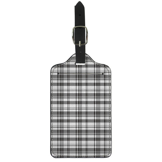 Black And White Madras Pattern Print Luggage Tag