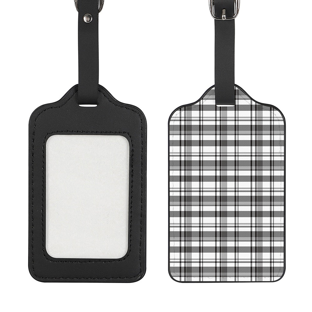 Black And White Madras Pattern Print Luggage Tag