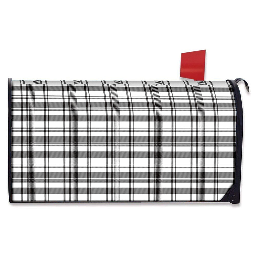 Black And White Madras Pattern Print Mailbox Cover