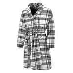 Black And White Madras Pattern Print Men's Bathrobe