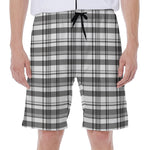 Black And White Madras Pattern Print Men's Beach Shorts