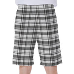 Black And White Madras Pattern Print Men's Beach Shorts